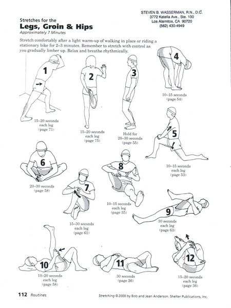Stretches for Legs, Groin and Hips